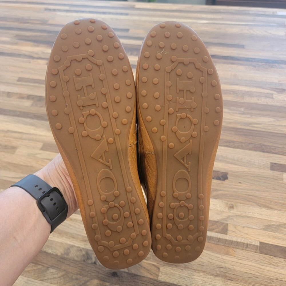 COACH Fredrica Pebble Grain Leather Loafers - Ginger - Picture 9 of 12